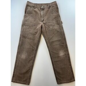 Vtg Carhartt Brown Carpenter Canvas Pants Sz 32x32 United Garment Stamp 90s Y2K